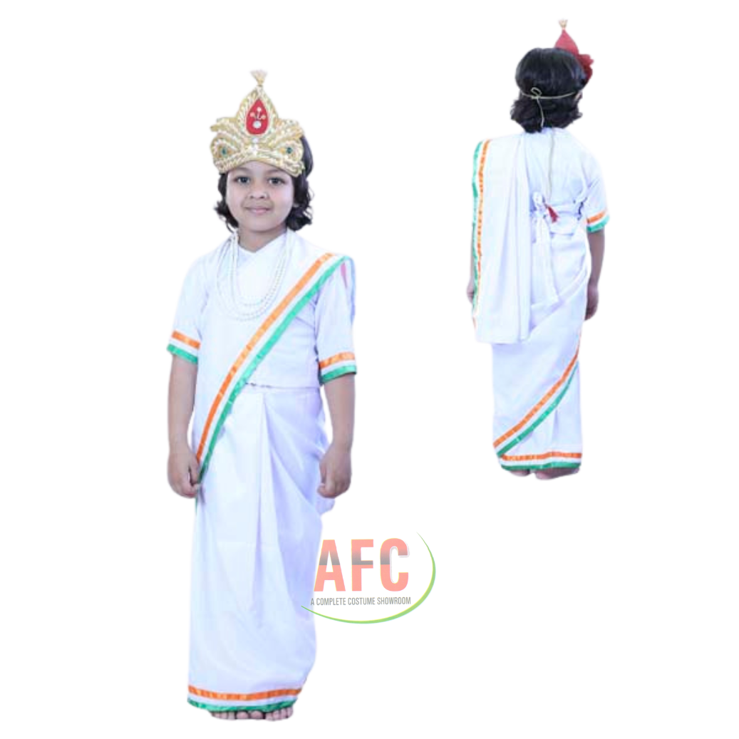 Kaku Fancy Dresses Bharat Mata Costume Mother India Saree for Republic Day  & Independence Day National Hero Freedom Fighter School Annual Function  Fancy Dress Competition - White 3-4 Years, For Girls -